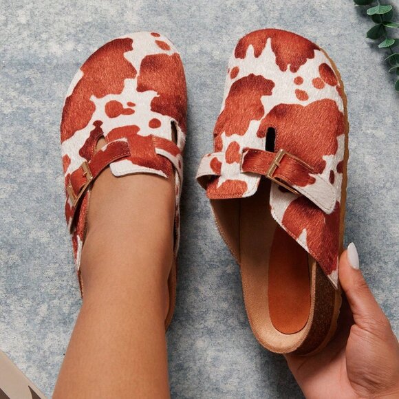 Multicolor Bohemian Women's Cow Print Sandals - Picture 3 of 4